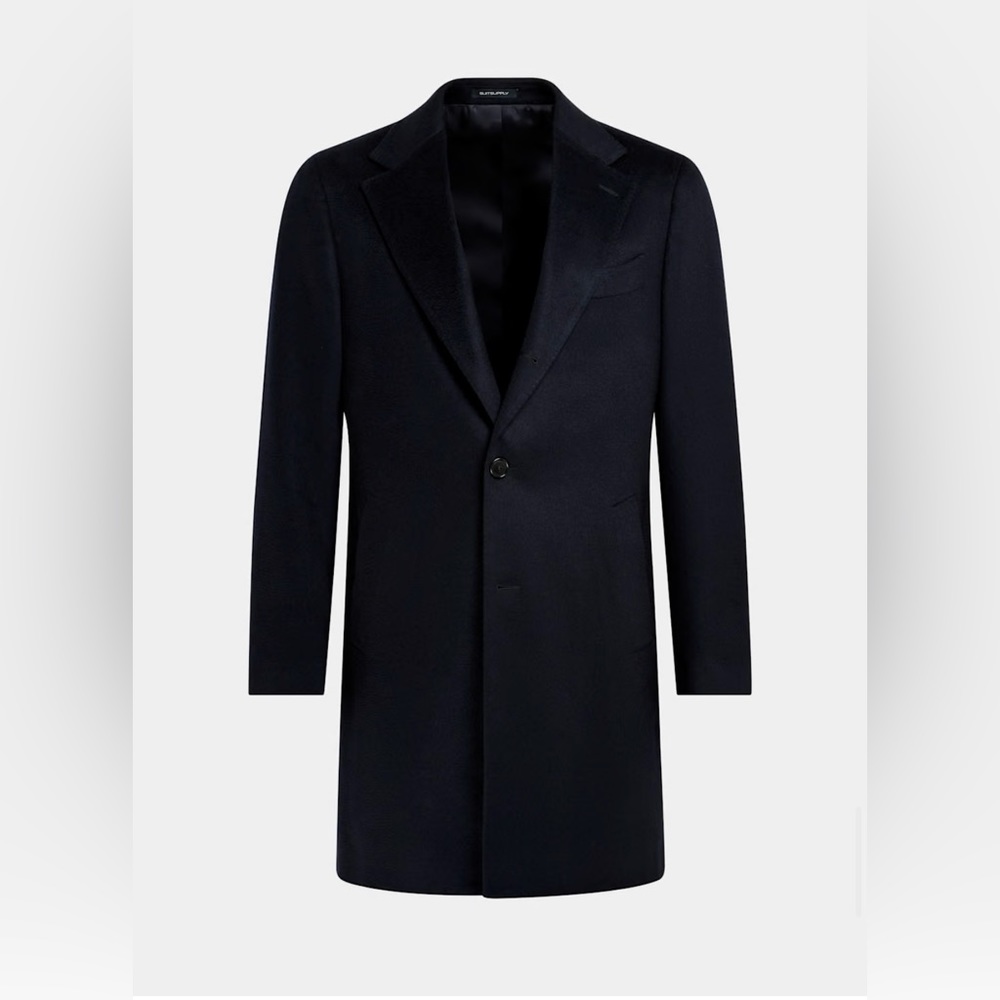 SuitSupply Navy Cashmere Overcoat
